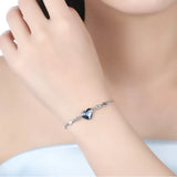 Austrian Crystal Heart Bracelets 925 Silver Charm Bracelet for Women