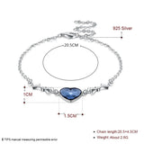 Austrian Crystal Heart Bracelets 925 Silver Charm Bracelet for Women