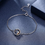925 Silver Ball Charm Bracelet with Crystals for Women