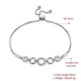 Crystals Bracelet Bangle Circle S925 Silver Hand Jewelry
