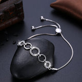 Crystals Bracelet Bangle Circle S925 Silver Hand Jewelry