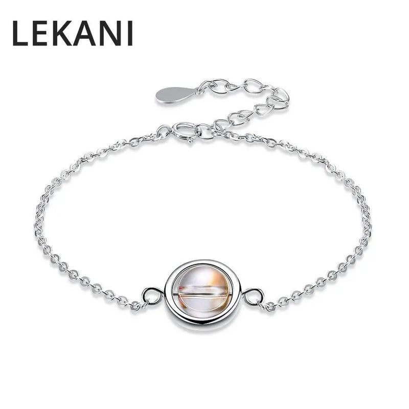Austrian Crystal 925 Silver Ball Charm Bracelet Bangle Beads for Women