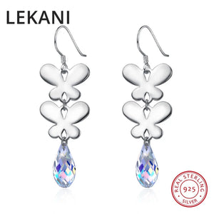 Austria Crystal Beads Drop Earrings in S925 Silver