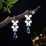 Austria Crystal Beads Drop Earrings in S925 Silver