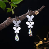 Austria Crystal Beads Drop Earrings in S925 Silver