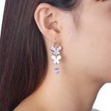 Austria Crystal Beads Drop Earrings in S925 Silver