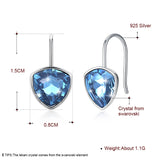 Austrian Crystal Heart Drop Earrings S925 Silver Fine Jewelry