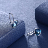 Austrian Crystal Heart Drop Earrings S925 Silver Fine Jewelry