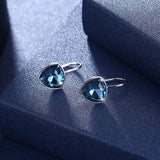Austrian Crystal Heart Drop Earrings S925 Silver Fine Jewelry