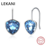 Austrian Crystal Heart Drop Earrings S925 Silver Fine Jewelry