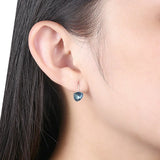 Austrian Crystal Heart Drop Earrings S925 Silver Fine Jewelry