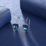 Austrian Crystal Heart Drop Earrings S925 Silver Fine Jewelry