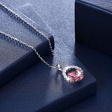 Austria Butterfly Circle Pendant Necklace S925 Silver Jewelry