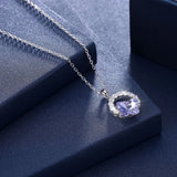 Austria Butterfly Circle Pendant Necklace S925 Silver Jewelry