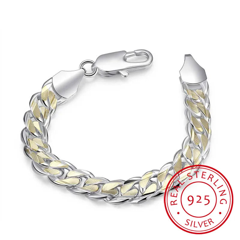 925 Sterling Silver Charm Bracelet for Men and Women with S925 Stamp
