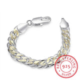 925 Sterling Silver Charm Bracelet for Men and Women with S925 Stamp