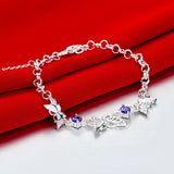 Purple Crystal Butterfly Bracelet 925 Sterling Silver Fine Jewelry for Women