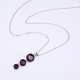 Austrian Purple Crystal Long Pendant Necklace for Women