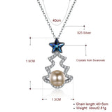 925 Silver Christmas Tree Pendant Necklace Crystals From Austria Pearls Jewelry