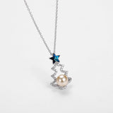 925 Silver Christmas Tree Pendant Necklace Crystals From Austria Pearls Jewelry