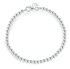 925 Silver Bead Chain Bracelet Women's Jewelry