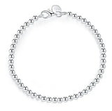925 Silver Bead Chain Bracelet Women's Jewelry