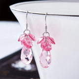 Romantic Rose Crystal Drop Earrings for Women