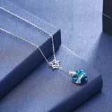 Romantic Heart Crystals Necklace Pendant For Women S925 Silver Chain