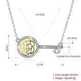 Romantic Rose Key Necklace Pendant Crystals From Austria S925 Silver Chain