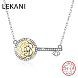Romantic Rose Key Necklace Pendant Crystals From Austria S925 Silver Chain