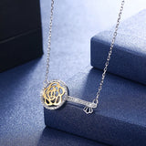 Romantic Rose Key Necklace Pendant Crystals From Austria S925 Silver Chain