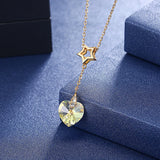 S925 Silver Heart Pendant Necklace with Colorful Beads and Crystals