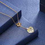 S925 Silver Heart Pendant Necklace with Colorful Beads and Crystals
