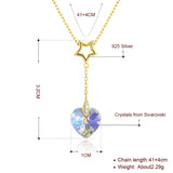 S925 Silver Heart Pendant Necklace with Colorful Beads and Crystals
