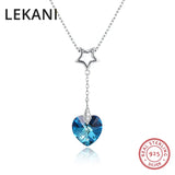 S925 Silver Heart Pendant Necklace with Colorful Beads and Crystals