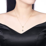 S925 Silver Heart Pendant Necklace with Colorful Beads and Crystals