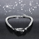 925 Sterling Silver Feather Women Bracelets Bangle Pure Silver Jewelry Girl Gift