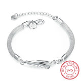 925 Sterling Silver Feather Women Bracelets Bangle Pure Silver Jewelry Girl Gift