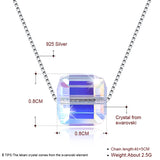 Austrian Crystal Cube Bead Pendant Necklace S925 Silver Jewelry