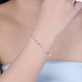 Austria 925 Silver Double Chain Bracelet with Square Crystals