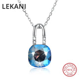 Square Crystal Pendant Necklace 925 Sterling Silver Jewelry