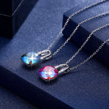 Square Crystal Pendant Necklace 925 Sterling Silver Jewelry