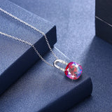 Square Crystal Pendant Necklace 925 Sterling Silver Jewelry