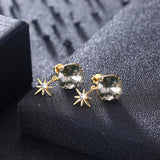 Square Crystal Stud Earrings S925 Silver Fine Jewelry