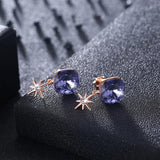 Square Crystal Stud Earrings S925 Silver Fine Jewelry