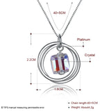 Circles Cube Crystals Pendants Necklaces Real 925 Sterling Silver Jewelry Women