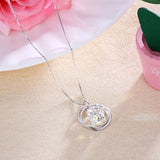 Circles Cube Crystals Pendants Necklaces Real 925 Sterling Silver Jewelry Women