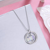 Circles Cube Crystals Pendants Necklaces Real 925 Sterling Silver Jewelry Women