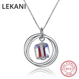 Circles Cube Crystals Pendants Necklaces Real 925 Sterling Silver Jewelry Women