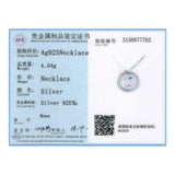 Circles Cube Crystals Pendants Necklaces Real 925 Sterling Silver Jewelry Women